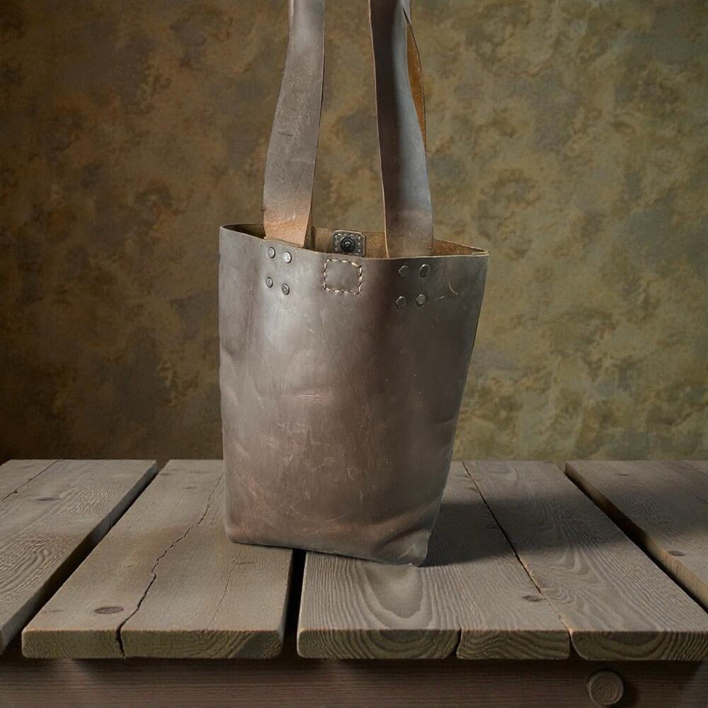 Chocolate Brown Full Grain Leather Tote Bag